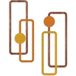 COLOR VALLEY ART 2 Pcs Metal Wall Arts - Mid Century Modern Rustic Farmhouse Decor - Abstract Wall Sculpture Geometric Panels for Living room Bathroom Bedroom Kitchen Dining Room-Housewarming Gifts in Kuwait