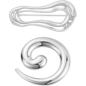 2PCS Spiral Geometric Brooch Set for Women Men Gold Plated Chunky Minimalist Unique Lapel Pins Sweater Scarf Suit Clothes Accessories Christmas Festival Holiday Birthday Party Jewelry Gift in Saudi Arabia
