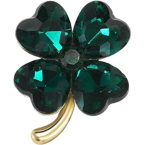 Rhinestone Green Clover Leaf Brooch Pin for Women St. Patrick's Day Brooch Pins Gold Crystal Lapel Pins Luck Decor Dress Accessories Wedding Holiday Lapel Pin in Kuwait