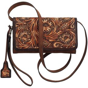 Angel Ranch Western Wallet Womens Floral Tooled Brown D330008402 in Kuwait