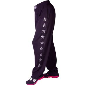 Style 500 Black Baggy Pants with Silver Stars Graphic on Leg in Kuwait