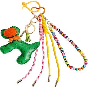 Leather Puppy Keychain,Cute Beaded Bag Charms for Handbag,Green Purse Charms for Tote Bag for Women in Kuwait
