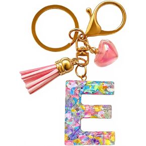 Initial letter Keychains for Girls Women Tassel Heart Charm Pink Purple Blue Cute Alphabet Keychain for Backpack in Saudi Arabia