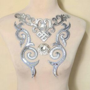 4 pcs Silver Flower Applique Patches Clothing DIY Embroidery Sticker Blossom in Kuwait