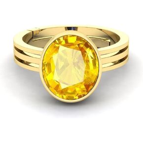 12.00 Carat Unheated Untreatet Quality Natural Yellow Sapphire Pukhraj Gemstone Gold Plated Ring for Women's and Men's in Saudi Arabia