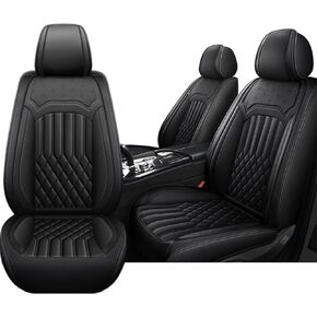 أغطية مقاعد السيارة لسيارة Toyota Tacoma 2005-2026، ملحقات داخلية لجميع المواسم من الجلد المقاوم للماء وقابلة للتنفس مع وسادة هوائية (أسود، 5 مقاعد) in Kuwait