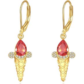 Ice Cream Earrings 925 Sterling Silver Ice Cream Cone Earrings Summer Blingbling Jewelry Gifts for Women in Saudi Arabia