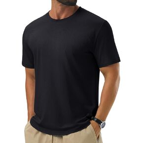 Cotrasen Mens T-Shirts Short Sleeve Curved Hem Lightweight Moisture Wicking Cooling Cotton Blend Casual Crewneck Tee Shirts in Kuwait