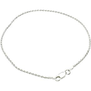 Sterling Silver 1.5mm Diamond-Cut Rope Nickel Free Chain Bracelet Italy, 7.5" in Kuwait