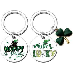 St Patricks Day Green Themed Gifts For Women Men Shamrock Decorations Charm Hello Lucky Keychain Funny St Patricks Gifts For Teens Adult Cute Keyring Jewelry For St Patrick's Day in Kuwait
