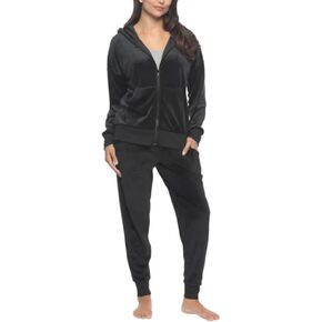 Felina Women's 2 Piece Velour Track Suit, Hoodie and Jogger Lounge Set (US, Alpha, X-Large, Regular, Regular, Black) in Kuwait