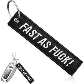 Personalized Keychain, Double-Sided Funny Text Embroidery Car Key Tag, Customized Key Chain for ATV UTV Scooter (FAST AS FUCK) in Kuwait