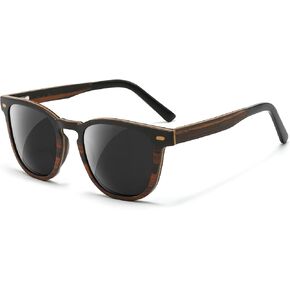 SUNGAIT Vintage Wood Sunglasses for Men Square Polarized UV400 Walnut Ebony Rose Wood in Kuwait