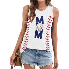 Baseball Tanks for Women Baseball Mom Letter Print Graphic Tank Tops Workout Casual Summer Shirts Top in Kuwait