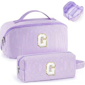 هدايا عيد ميلاد YOOLIFE للنساء، هدايا للفتيات المراهقات أشياء عصرية | حقيبة مكياج مونوغرام مخصصة للنساء، هدية للأخت والابنة، حقائب مكياج أرجوانية كبيرة، حقيبة مستحضرات تجميل باللون الأرجواني N in Kuwait