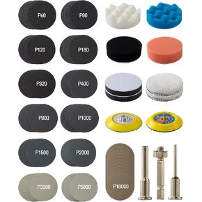 S SATC 143 PCS Headlight Restoration Kit, 3 Inch Hook and Loop Sanding Disc kit Drill Polisher Attachment, 60-10000 Grit Polishing Buffing Pads for Car Sanding, Waxing, Buffing, Scouring, Cleaning in Kuwait