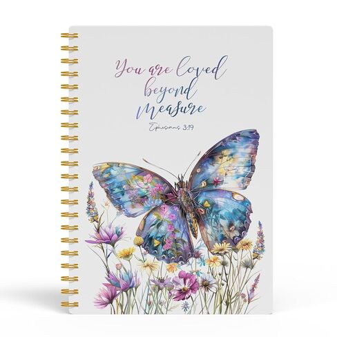 EKGJW Floral Butterfly Christian Notebook Journal, Ephesians 3:19 Bible Verse Spiral Notebook 5.5x8.3, Religious Prayer Journal for Women, Christian Faith Based Gifts in Saudi Arabia