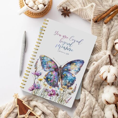 EKGJW Floral Butterfly Christian Notebook Journal, Ephesians 3:19 Bible Verse Spiral Notebook 5.5x8.3, Religious Prayer Journal for Women, Christian Faith Based Gifts in Saudi Arabia