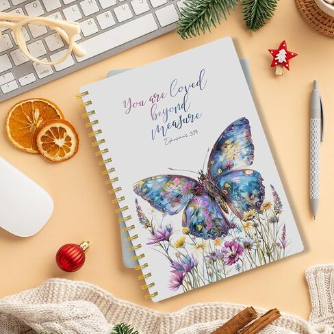 EKGJW Floral Butterfly Christian Notebook Journal, Ephesians 3:19 Bible Verse Spiral Notebook 5.5x8.3, Religious Prayer Journal for Women, Christian Faith Based Gifts in Saudi Arabia