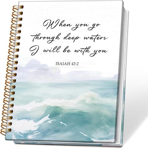 Blue Ocean Christian Spiral Notebook Journal, Isaiah 43:2 Bible Verse Journal for Women, Christian Gifts for Women, Religious Scripture Notebook, 5.5x8.3 Inch in Saudi Arabia