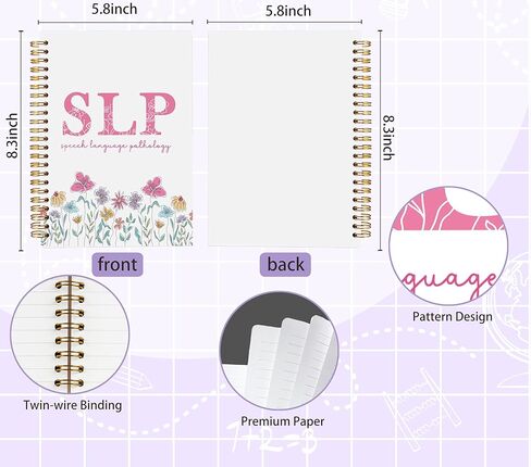 Welshower SLP دفتر ملاحظات حلزوني لعلم أمراض النطق واللغة، هدايا معالج النطق، مجلة العلاج للنساء، دفتر العلاج للمعالج، هدايا SLP للنساء، 5.5 × 8.3 بوصة in Kuwait