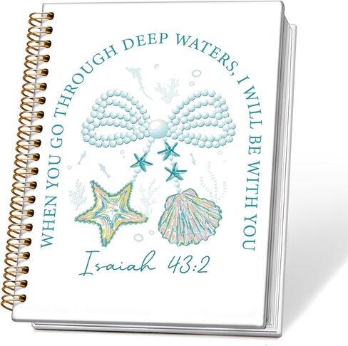 Blue Ocean Christian Spiral Notebook Journal, Isaiah 43:2 Bible Verse Journal for Women, Christian Gifts for Women, Religious Scripture Notebook, 5.5x8.3 Inch in Saudi Arabia