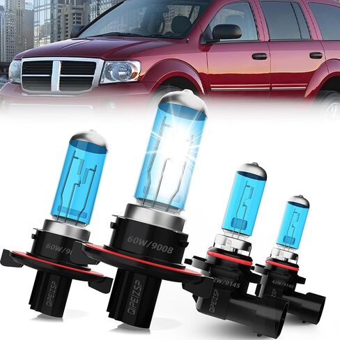 Fit For Dodge Dakota Dodge Durango 1998-2003 Headlight Bulbs, 9007 High/Low Beam Halogen,Pack of 2 in Kuwait