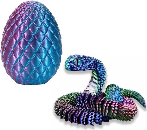 3D Printed Colorful Snake in Egg Collectible Figurine Home Office Decor Executive Desk in Saudi Arabia