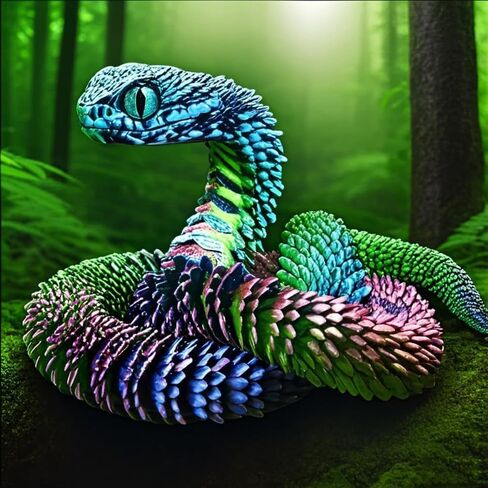 3D Printed Colorful Snake in Egg Collectible Figurine Home Office Decor Executive Desk in Saudi Arabia