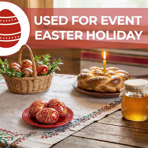 LOVARE Red Vintage 2.0'' Hand Painted Wooden Ukrainian Easter Egg Ornaments (Pysanky) - Set of 3 Mini Chicken Eggs on Plates by QG Group in Saudi Arabia