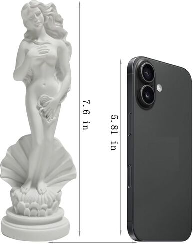 تمثال أفروديت ولادة فينوس على نصف هيكل 7.6 بوصة - منحوتة الآلهة الرومانية اليونانية، تمثال فني مصنوع يدويًا من الراتنج تمثال أبيض كلاسيكي، ديكور المنزل والمكتب in Kuwait