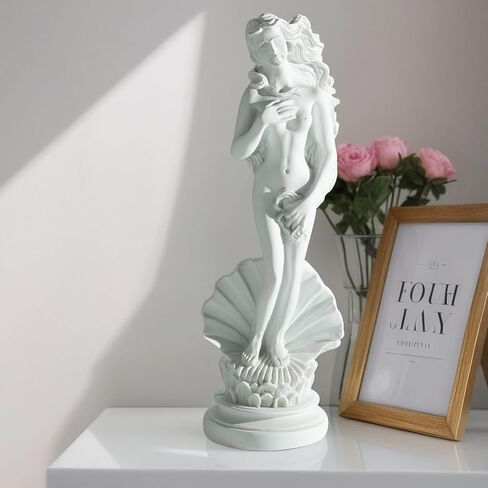 تمثال أفروديت ولادة فينوس على نصف هيكل 7.6 بوصة - منحوتة الآلهة الرومانية اليونانية، تمثال فني مصنوع يدويًا من الراتنج تمثال أبيض كلاسيكي، ديكور المنزل والمكتب in Kuwait