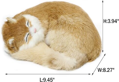 Realistic Furry Sleeping Cat Figurines,Fake Kitten, Animal Figurines Pet Replica Tabletop Shelf Decor Photo Props Collectible (Yellow) in Saudi Arabia