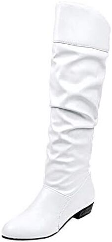 Women's Faux Leather Knee High Flat Slouch Boots in Saudi Arabia