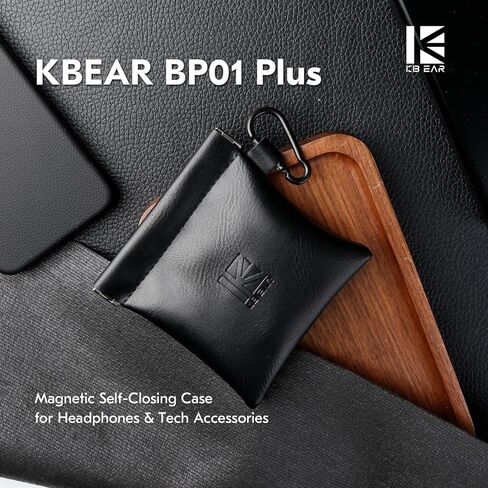 Earbud Case KBEAR leather mini headphone case, brown portable headphone storage bag, pressure-resistant protective headphone storage box, suitable for earphone in Kuwait