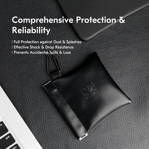 Earbud Case KBEAR leather mini headphone case, brown portable headphone storage bag, pressure-resistant protective headphone storage box, suitable for earphone in Kuwait