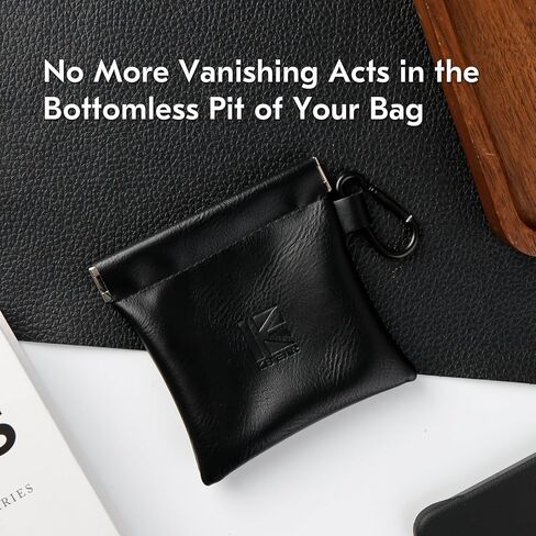 Earbud Case KBEAR leather mini headphone case, brown portable headphone storage bag, pressure-resistant protective headphone storage box, suitable for earphone in Kuwait