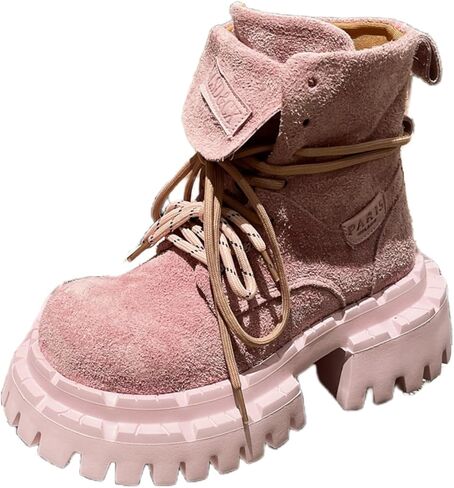 أحذية نسائية قصيرة عصرية بلون سادة. تصميم بأربطة أمامية. مضادة للانزلاق ومتينة. ملابس غير رسمية، وتسلق الجبال، والأنشطة الخارجية، والاستخدام اليومي. in Kuwait