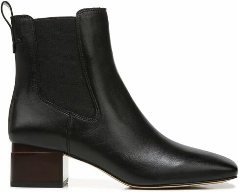 حذاء نسائي من Franco Sarto بمقدمة مربعة من Waxton للكاحل جلد أسود 9 M in Saudi Arabia