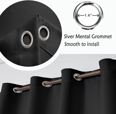 Black Blackout Curtains, Thermal Insulated Window Curtain Panels, Noise Reducing, Room Darkening, 42 x 90 Inch, Set of 2 in Kuwait
