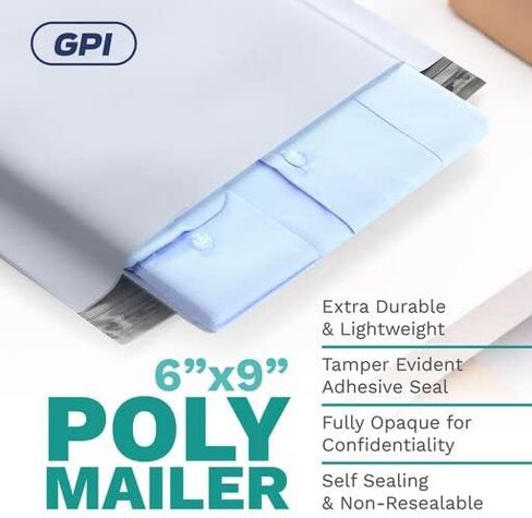6" X 9" Poly Mailers, 1000 Count White Polymailer Shipping Envelopes for Clothes 2 Mil Unpadded Waterproof Opaque Self-Seal Poly Bags with Tear/Puncture Proof Adhesive Strip in Kuwait