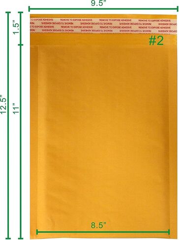 Yens #2 8.5 x 12 Economic Grade Kraft Bubble Padded Envelopes Mailers 200KF#2E, 200 Piece in Kuwait