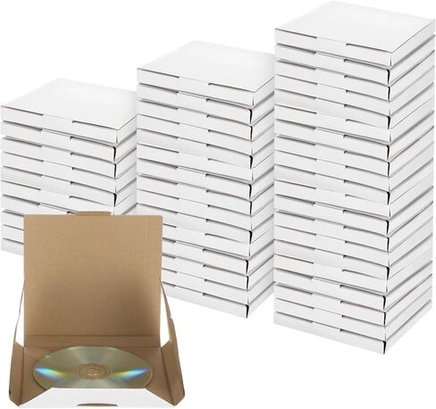 100 Pcs White CD Mailer Boxes, 5.8 x 5.3 x 0.6 in Corrugated Mailing Box, Shockproof CD Shipping Box for Moving, Shipping, Storage, or Small Business Packaging in Kuwait