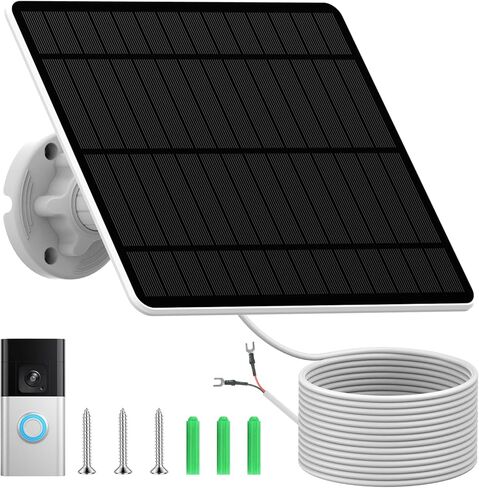 Solar Panel for Ring Doorbell, IP65 Waterproof Ring Doorbell Solar Panel, Compatible with Ring Video Doorbell 3/3+/4, Battery Video Doorbell Plus, 13.1FT Charging Cable in Kuwait