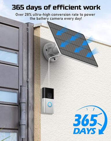 Solar Panel for Ring Doorbell, IP65 Waterproof Ring Doorbell Solar Panel, Compatible with Ring Video Doorbell 3/3+/4, Battery Video Doorbell Plus, 13.1FT Charging Cable in Kuwait