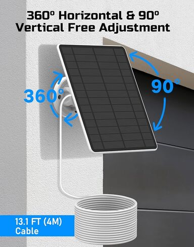 Solar Panel for Ring Doorbell, IP65 Waterproof Ring Doorbell Solar Panel, Compatible with Ring Video Doorbell 3/3+/4, Battery Video Doorbell Plus, 13.1FT Charging Cable in Kuwait