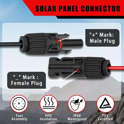 COMeap Solar Panel Connector for Zamp, 10AWG, Compatible with Solar Panel to SAE Adapter Cable with SAE Polarity Reverse Adapter for RV, Caravan Battery Charger, 2ft(62cm) in Saudi Arabia