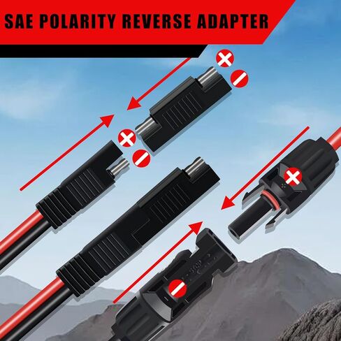 COMeap Solar Panel Connector for Zamp, 10AWG, Compatible with Solar Panel to SAE Adapter Cable with SAE Polarity Reverse Adapter for RV, Caravan Battery Charger, 2ft(62cm) in Saudi Arabia