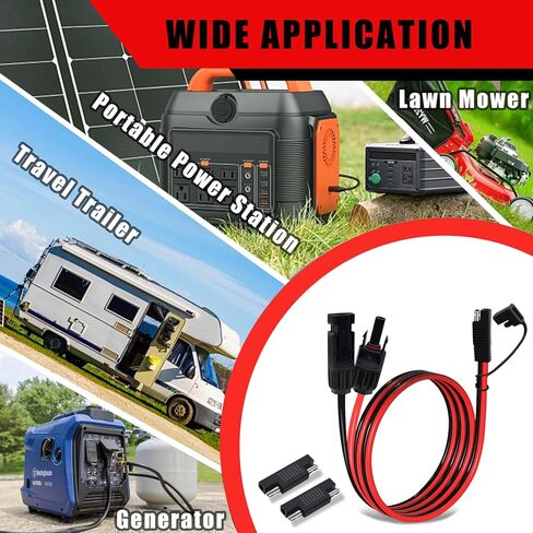 COMeap Solar Panel Connector for Zamp, 10AWG, Compatible with Solar Panel to SAE Adapter Cable with SAE Polarity Reverse Adapter for RV, Caravan Battery Charger, 2ft(62cm) in Saudi Arabia