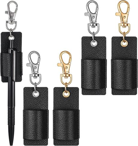 Jeffdad 4 Pcs Lanyard Pen Holder, Leather Neck Pen Holder Keychain Anti-Lost Single Pens Lanyard Badge Portable Pens Holders Clip for Nurse Office Courier Clerk in Saudi Arabia